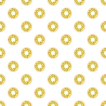 Donuts with colored glaze on pattern background. Donut pattern on white Stock Illustration