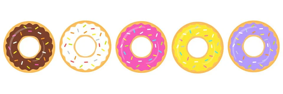 Donuts colorful vector set isolated on white background Stock Illustration
