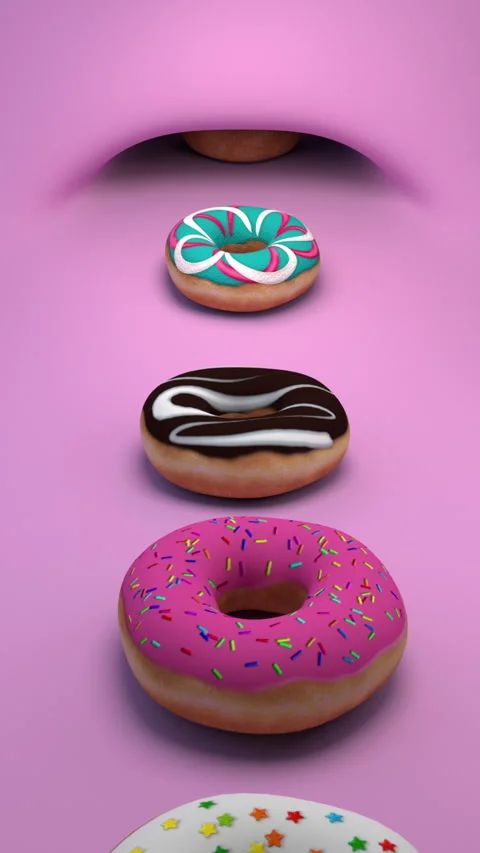 Donuts conveyor – 3d render looped. Stock Footage 331951231