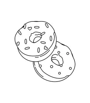 Donuts Doodle Coloring Book with vector for kids Stock Illustration