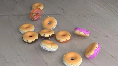 Donuts fall on plate Stock Illustration