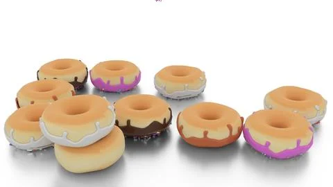 Donuts fall on plate Stock Illustration