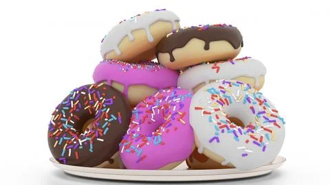 Donuts fall on plate Stock Illustration