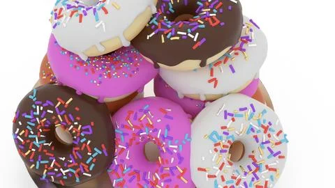 Donuts fall on plate Stock Illustration