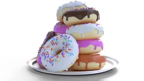 Donuts fall on plate Stock Illustration