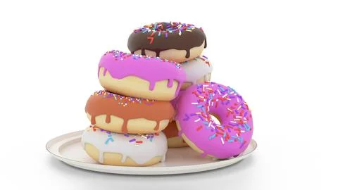 Donuts fall on plate Stock Illustration