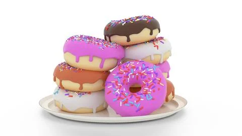Donuts fall on plate Stock Illustration