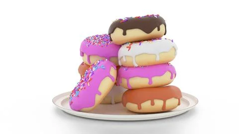 Donuts fall on plate Stock Illustration