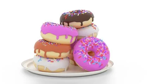 Donuts fall on plate Stock Illustration