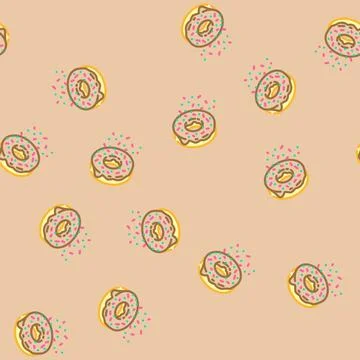 Donuts fast food vector seamless pattern Stock Illustration
