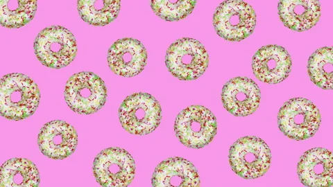 Donuts flat animation color background Stock Footage 169548627