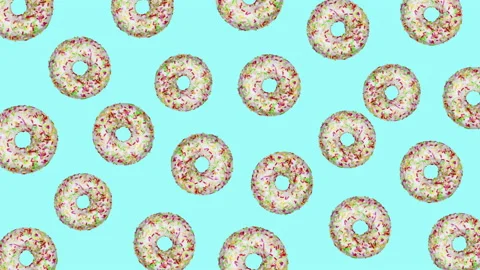 Donuts flat animation color background Stock Footage 169741433