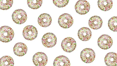 Donuts flat animation color background Stock Footage 171009909