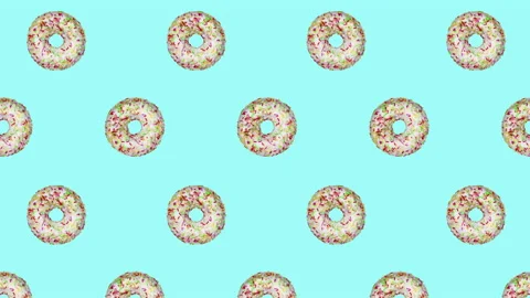 Donuts flat animation color background Stock Footage 171566122