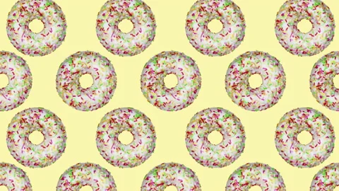 Donuts flat animation color background Stock Footage 172108646