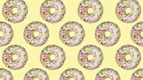 Donuts flat animation color background Stock Footage 172391544
