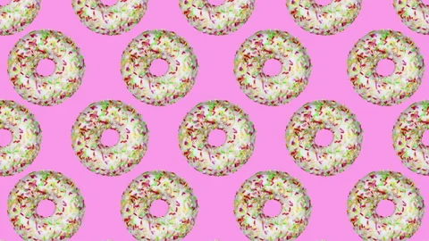 Donuts flat animation color background Stock Footage 233571964