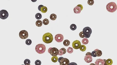 Donuts fly up on a white background Stock Footage 281838118