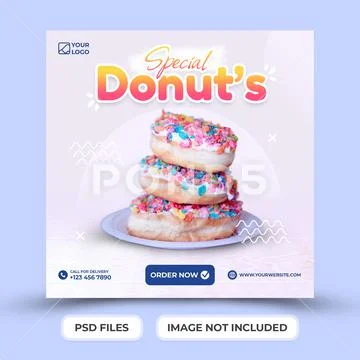 Donuts Food Menu social media post template Modello PSD