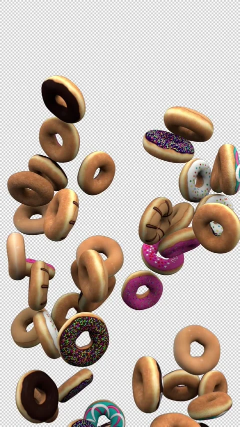 Donuts fountain – 3d render with alpha channel. Video stock 293939092