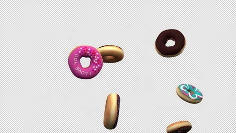 Donuts fountain – 3d render with alpha channel. 库存影片 333839618