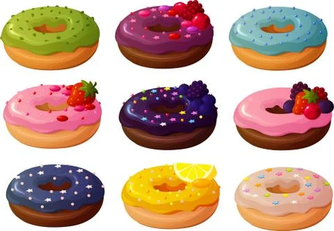 Donuts with garnish Stock Illustration