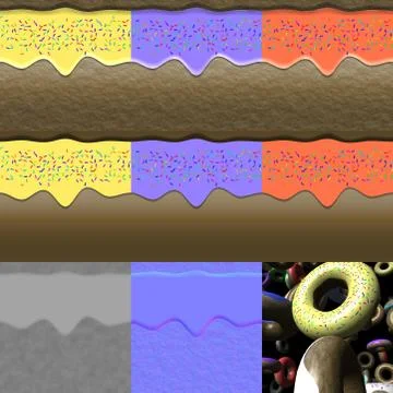 Donuts generated textures with diffuse, bump and normal Stock Illustration