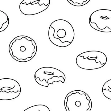 Donuts with glaze. Coloring Page. Stock Illustration