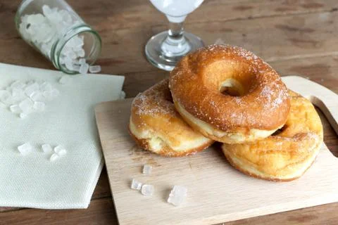 Donuts glazed with a sugar Stock Photos