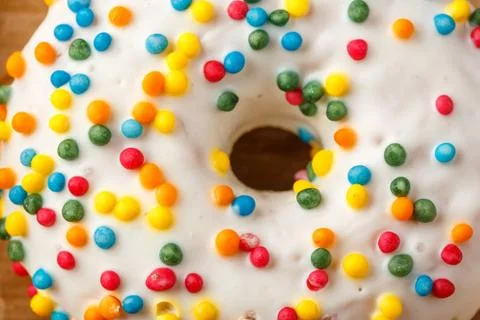 Donuts glazed with various sprinkles Stock Photos