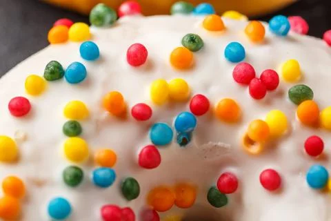 Donuts glazed with various sprinkles Stock Photos