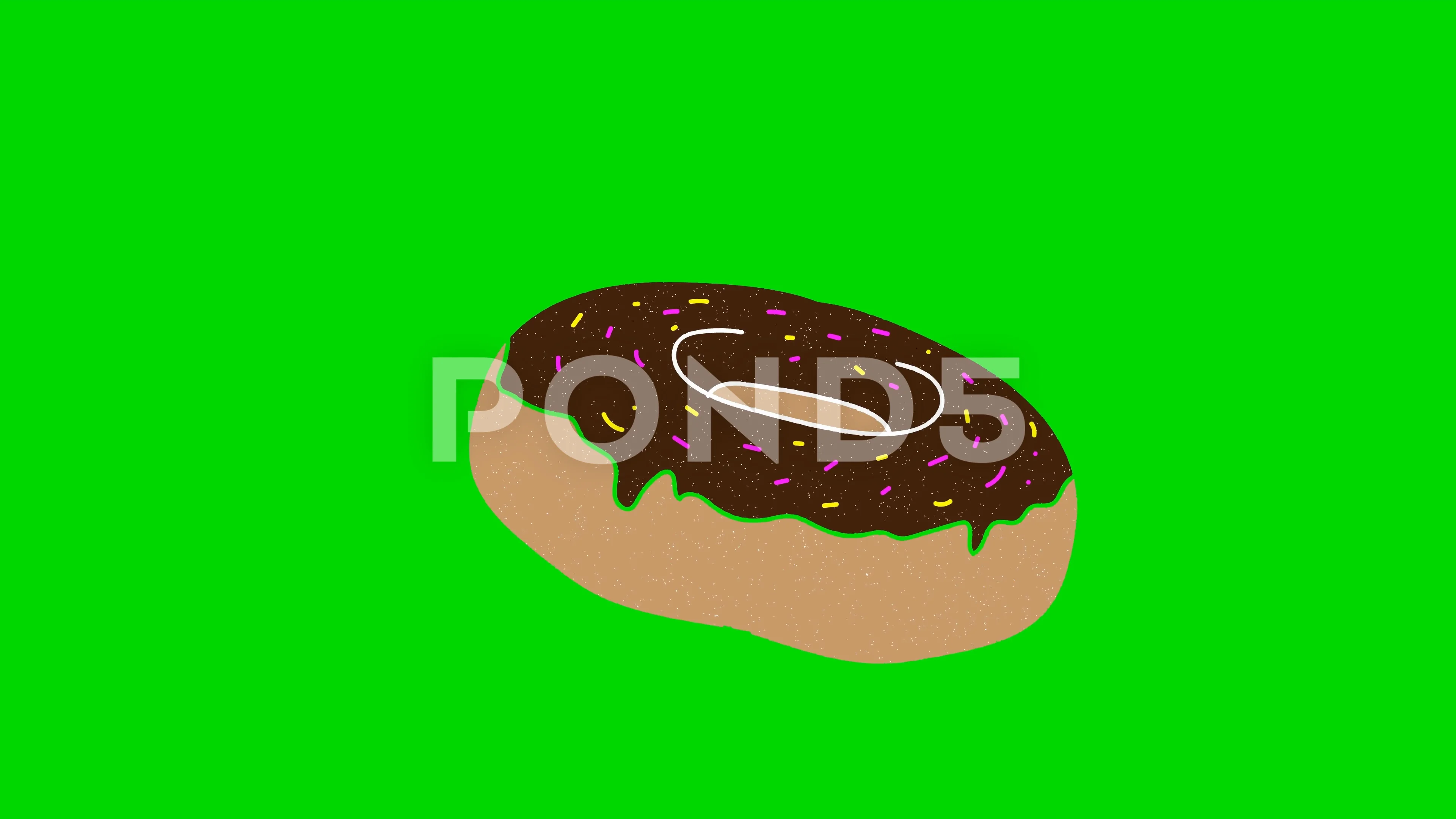 donuts hand drawn green screen. floating loop animation