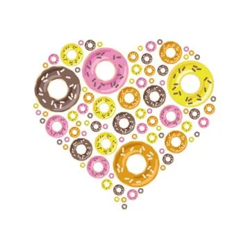 Donuts in heart Stock Illustration