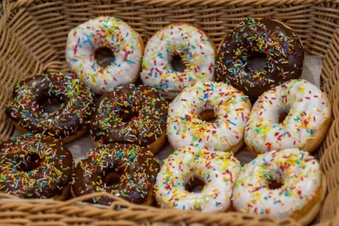 Donuts with icing Stock Photos
