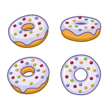 Donuts Icon Set on White Background. Vector Illustration