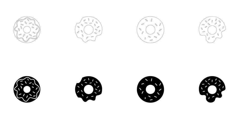 Donuts icons set Stock Illustration