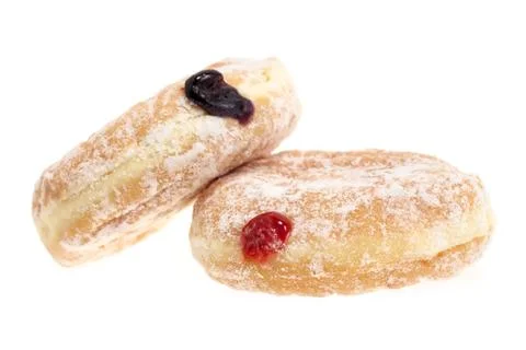 Donuts with jam isolated Stock Photos