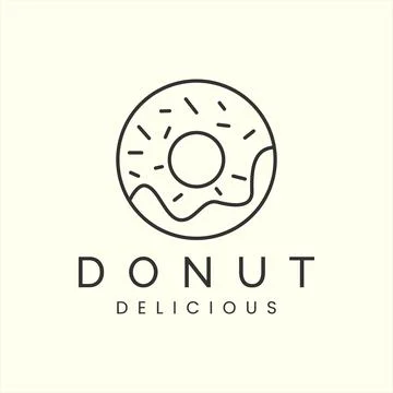 Donuts with linear style logo icon template design vector illustration Stock Illustration