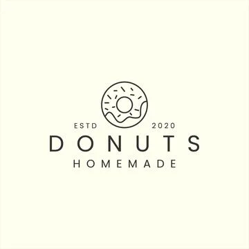 Donuts with linear style logo icon template design vector illustration Stock Illustration