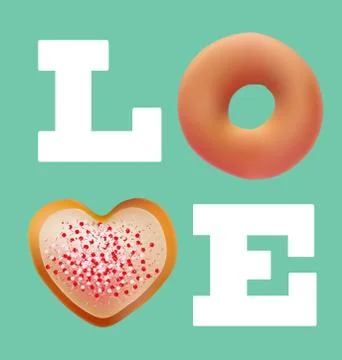 Donuts love valentine concept vector design Stock Illustration