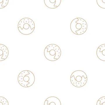 Donuts outline seamless pattern. Illustrazione stock