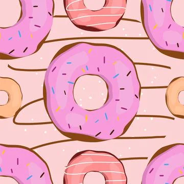 Donuts Pattern Background Vector Stock Illustration