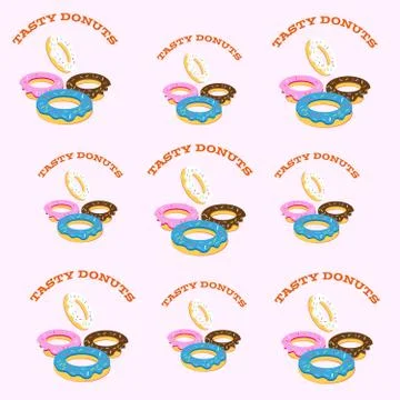 Donuts on pink background Stock Illustration