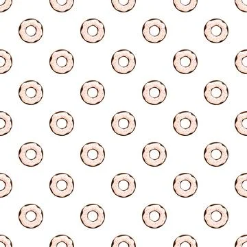 Donuts with pink frosting repeating pattern background Illustrazione stock