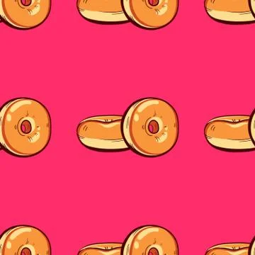 Donuts Pink Seamless Pattern Stock Illustration
