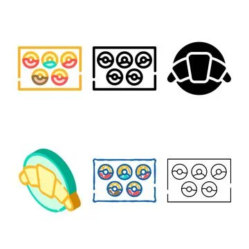 Donuts on plate color icon vector multistyle Stock Illustration