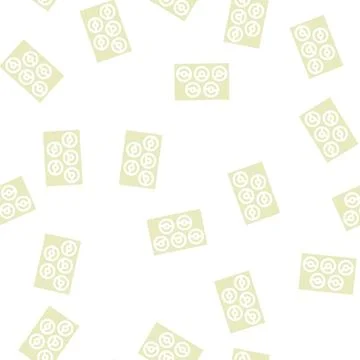 Donuts on plate glyph vector seamless pattern Stock Illustration