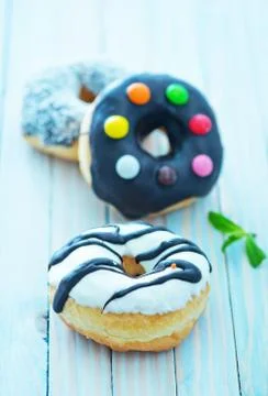 Donuts on plate Stock Photos