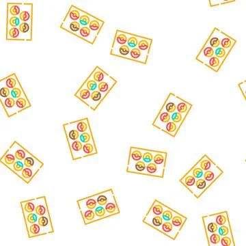 Donuts on plate vector seamless pattern Stock Illustration