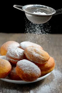 Donuts with powdered sugar Free Stock Photos